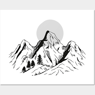 Mountain Monochrome Posters and Art